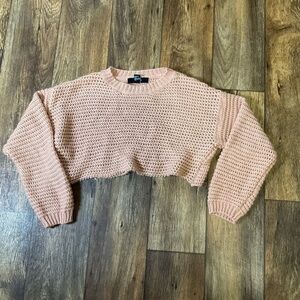 Forever 21 Salmon Pink Crop‎ Long Sleeve Sweater Womens Small